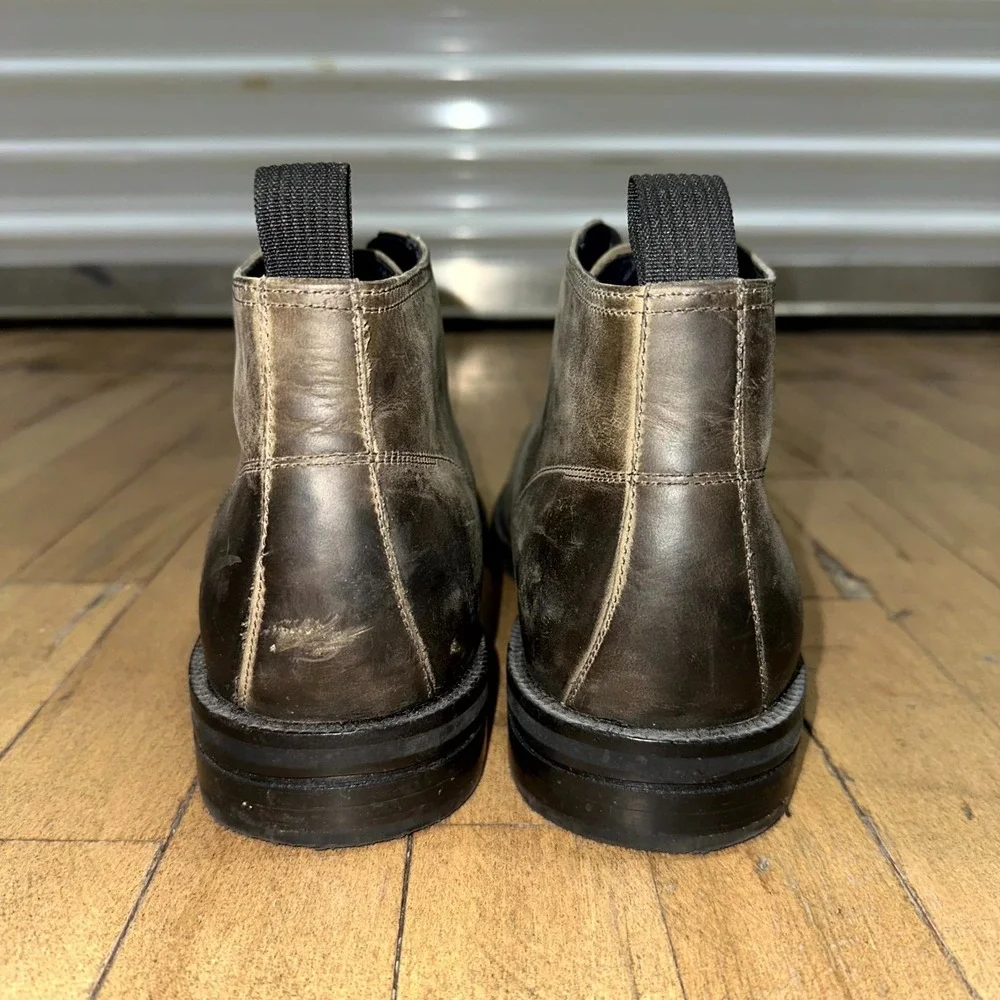 Cole Haan Chukka Boots Men's 9 Gray Black Leather Wagner Grand Apron Lace‎ Up